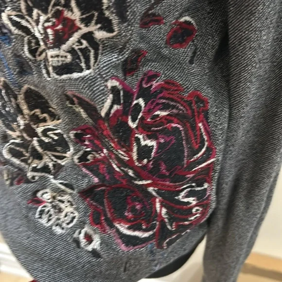 Floral Embroidered Gray Sweater (White House Black Market) - Picture 2 of 5